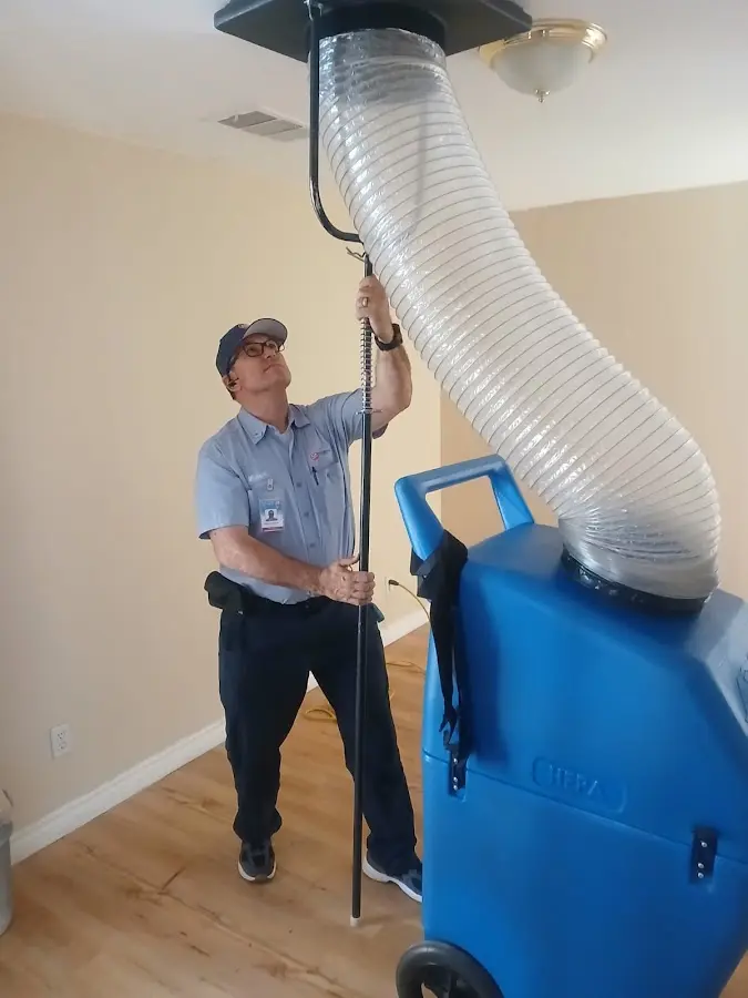 Mini Split Installation technician using HEPA equipment in El Segundo